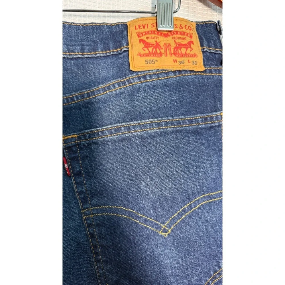 Levi's‎ 505 Regular Fit Jeans Men's 36x30 Dark Wash Straight Leg Denim